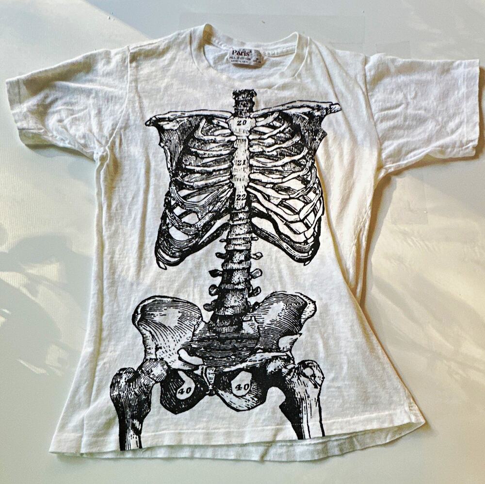 Rare Vintage Leslie Arwin Skeletal Anatomy T-Shirt Paris Tag single stitch S
